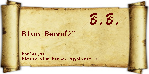 Blun Bennó névjegykártya